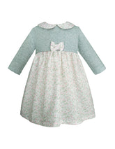 Vestido tejido con falda floreada y diadema para bebé niña Verde pastel Gerat